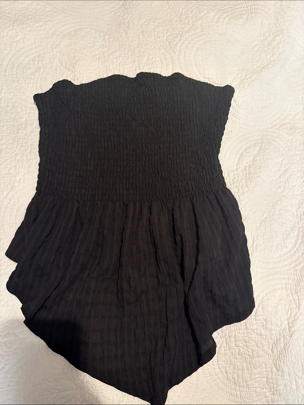 SHEIN Black Strapless Smocked Romper